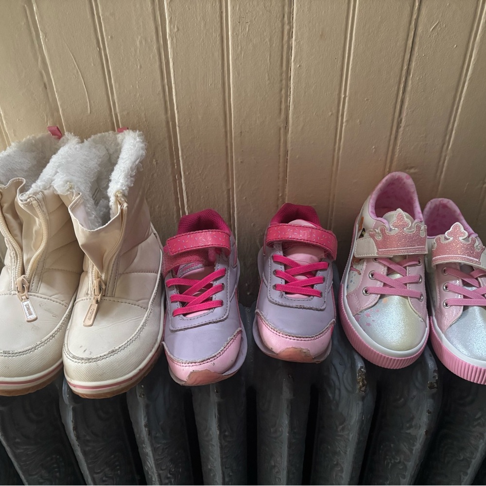 Girls Pink/Light Purple Lace-Up Sneakers and Winter Boot Bundle